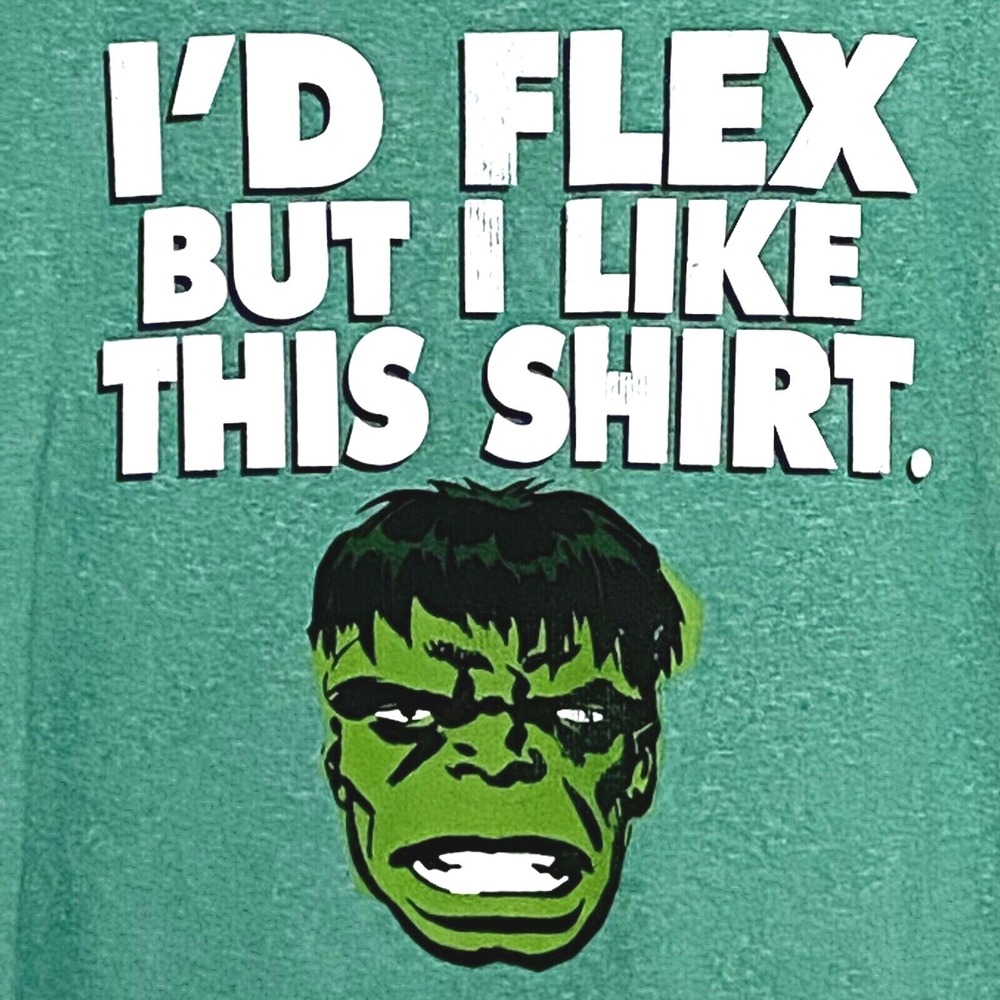 Marvel Hulk Flex T-Shirt M Green Super Heroes Body Builder Funny Pop Culture